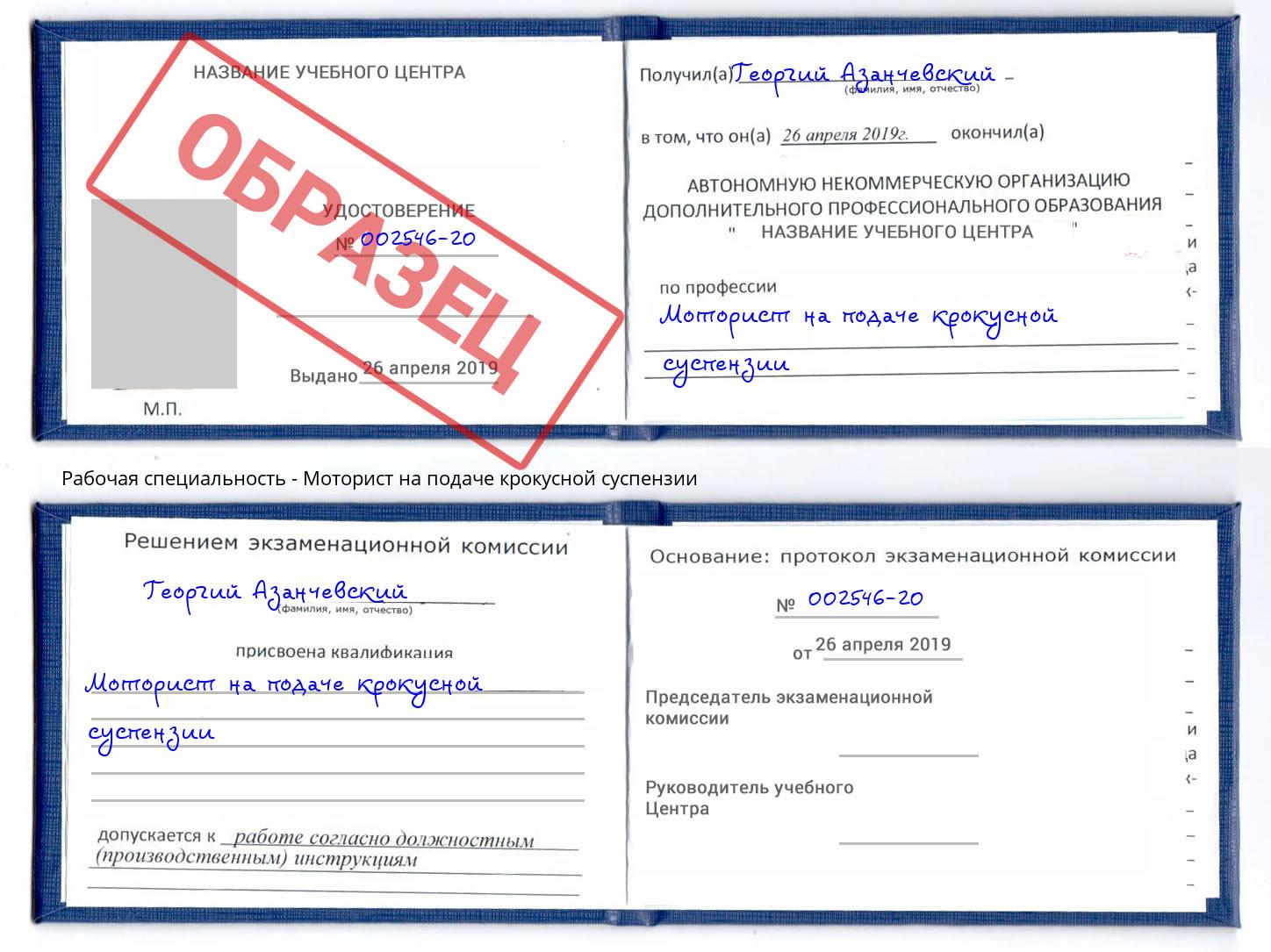 Моторист на подаче крокусной суспензии Томск