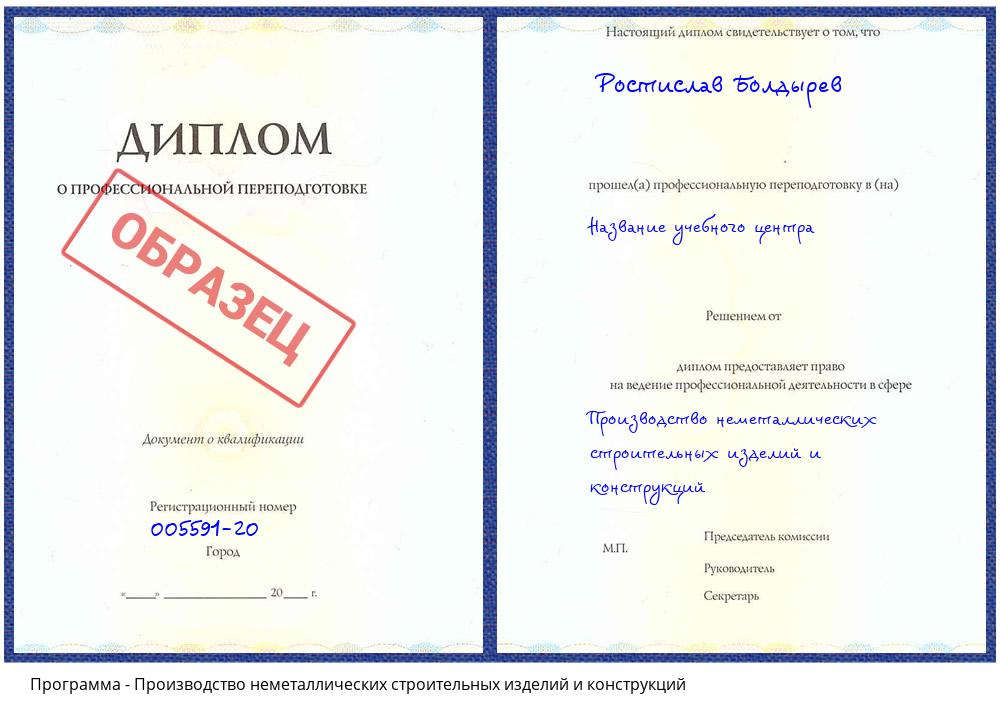 Производство неметаллических строительных изделий и конструкций Томск