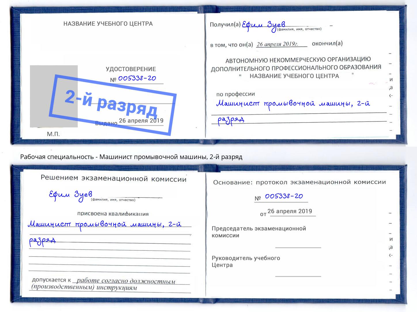 корочка 2-й разряд Машинист промывочной машины Томск