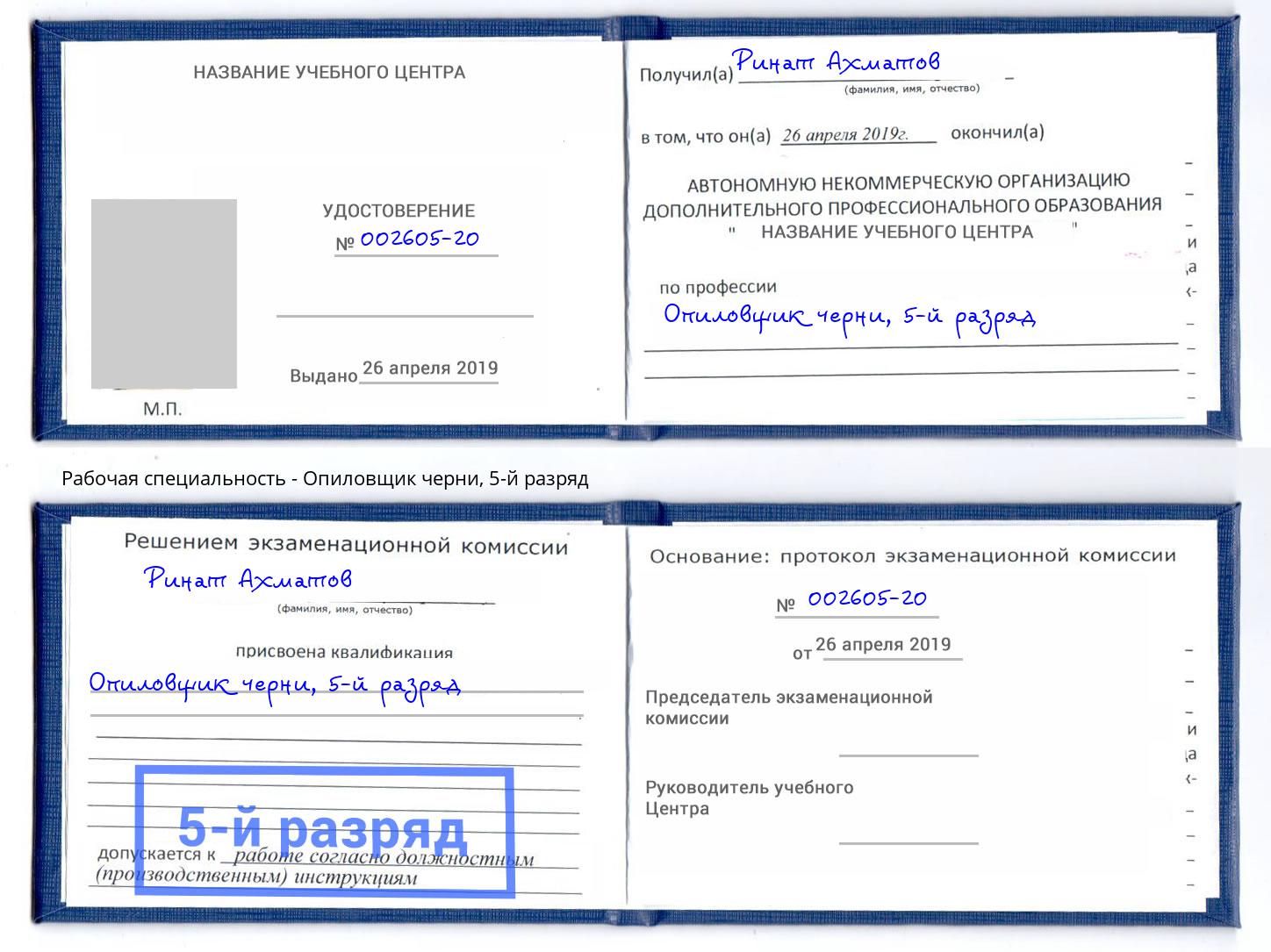 корочка 5-й разряд Опиловщик черни Томск