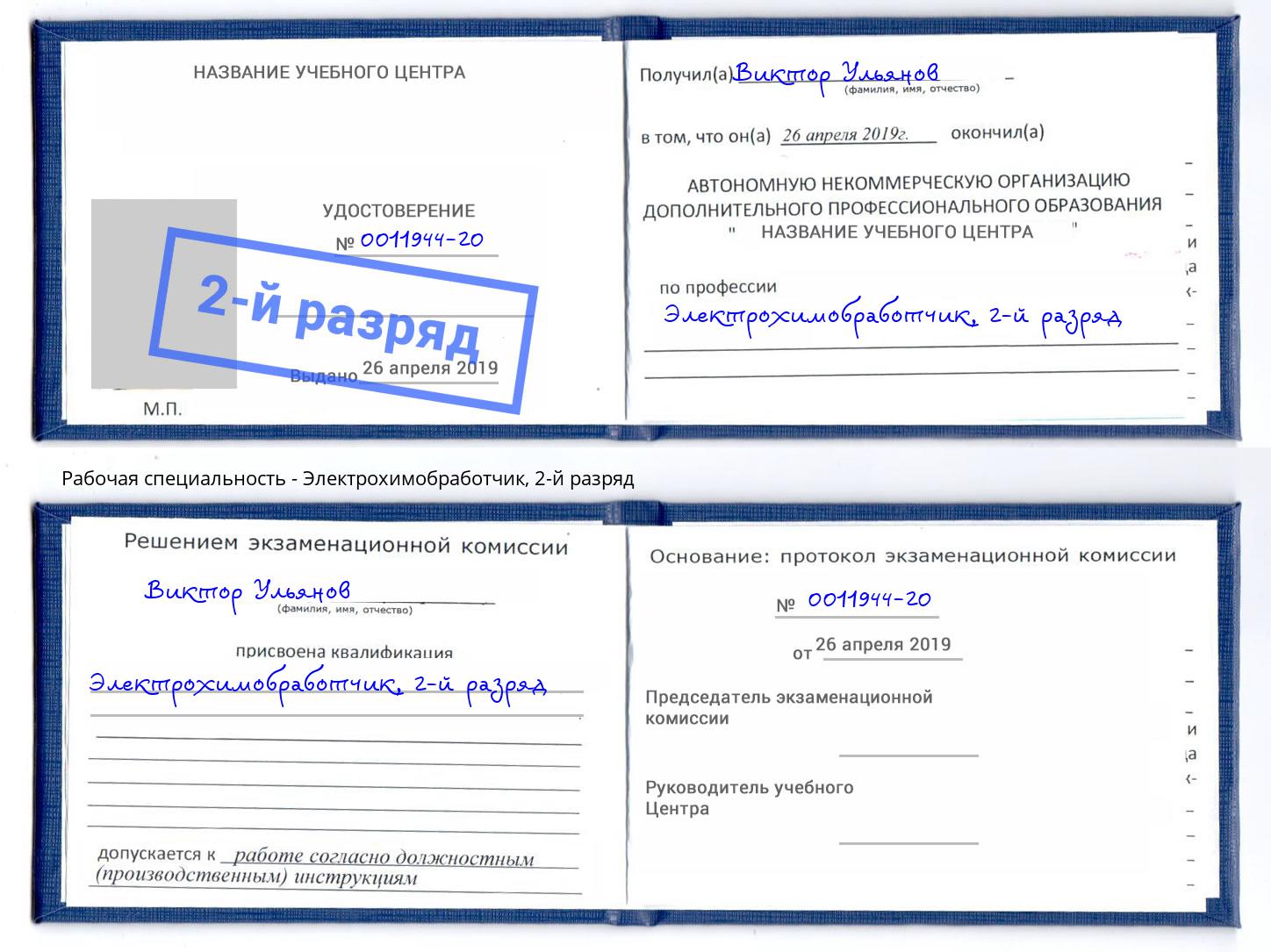 корочка 2-й разряд Электрохимобработчик Томск