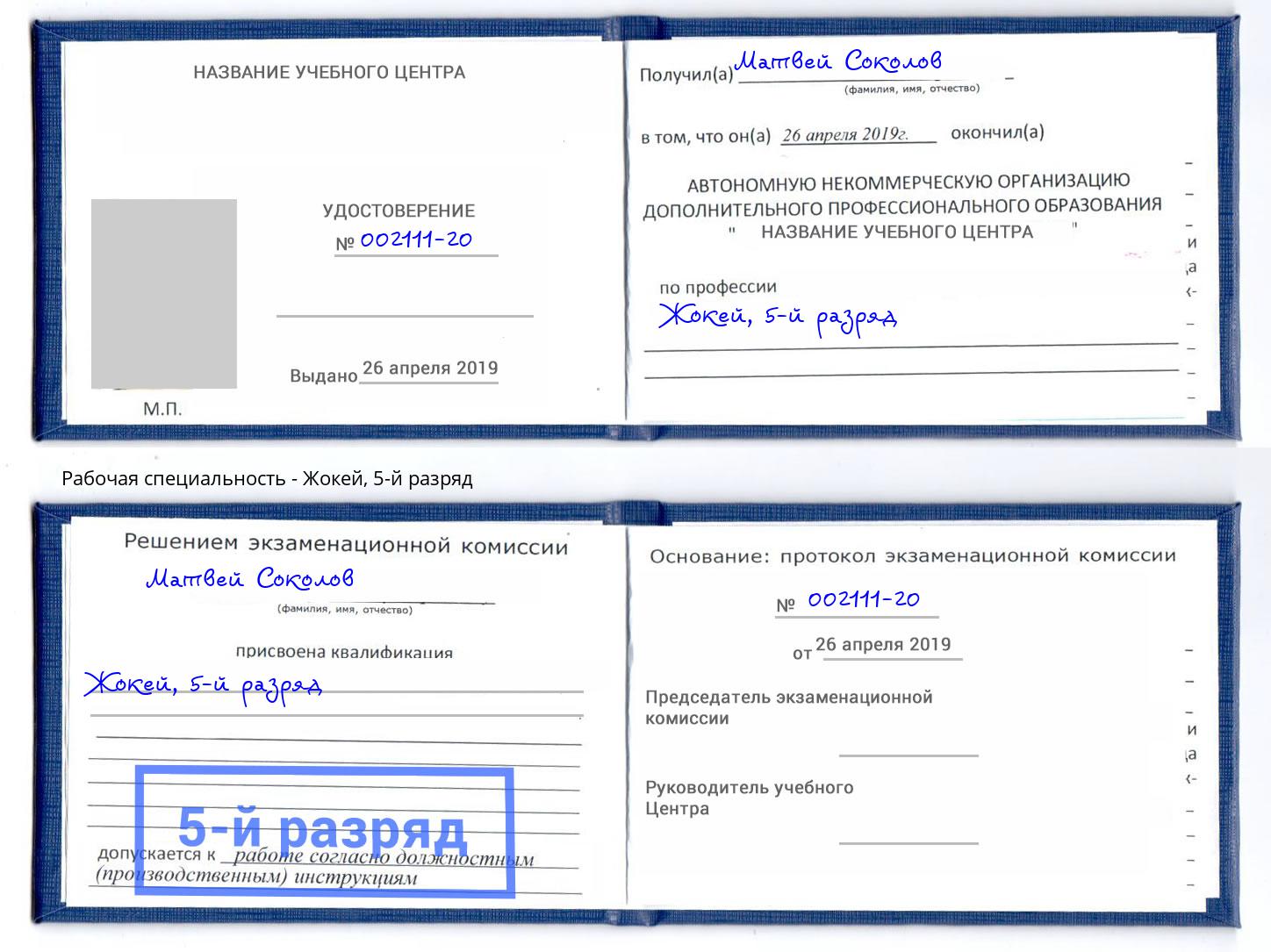 корочка 5-й разряд Жокей Томск