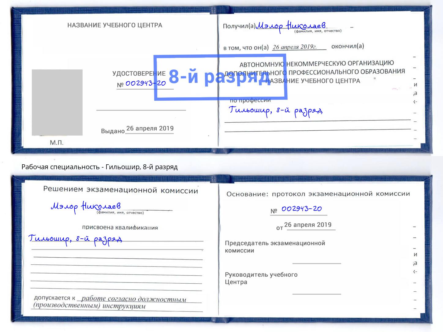 корочка 8-й разряд Гильошир Томск
